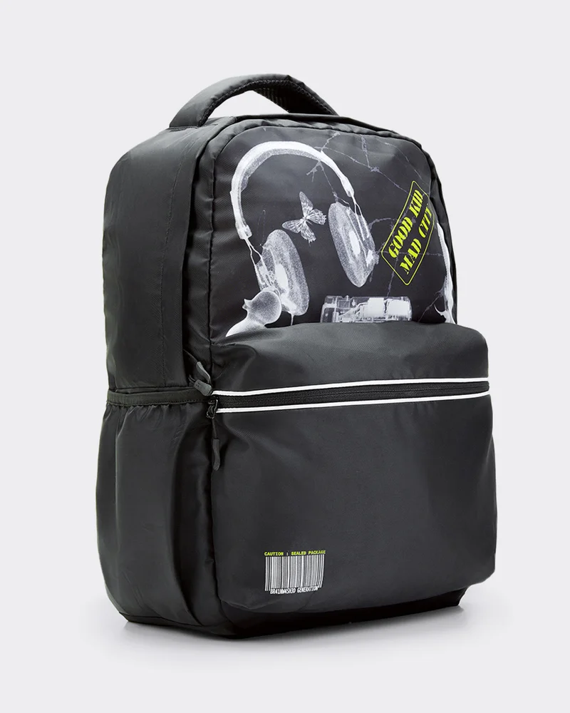 بيواكوف Unisex Black GKMC Printed Laptop Backpack